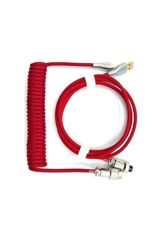 Mekanik Klavye Sarmal Kablo Tip C - Usb Veri Kablosu Kırmızı