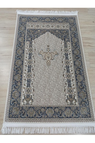 100 Tarak İpeksi Seccade Krem Dark Blue Krem Mavi