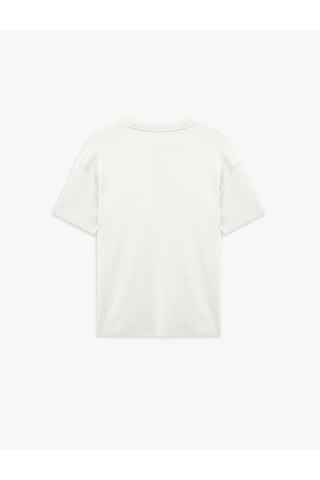 Koton Pamuklu Bisiklet Yaka Kısa Kollu Basic Oversize Tişört Ekru 7wam10086mk