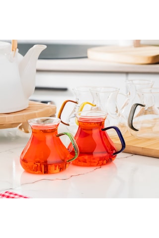 Perotti 16013 Ehl-i Keyf Renkli 6'lı Borosilikat Çay Bardağı Set Renkli