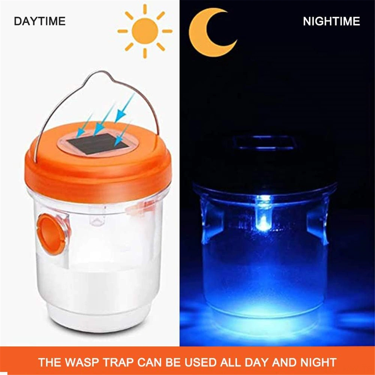 Moveevo Güneş Enerjili Dış Mekan Arı Tuzağı - Bahçe Çimenliği İçin Uv Işık Ve Yemli Yakalama - Ip44 Su Geçirmez - 2 Adet Turuncu