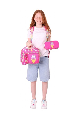 Kaukko Kids Üçlü Kız Çocuk İlkokul Okul Çantası Seti L5227+l7227+l8227 Pembe - Kauçuk Dondurma Pembe