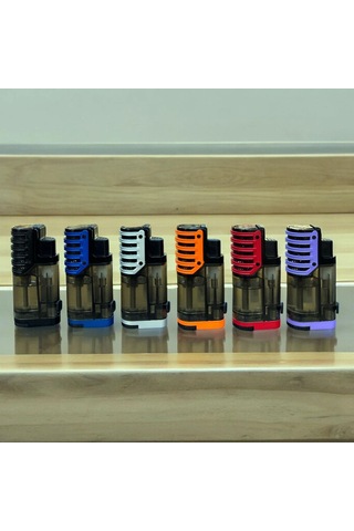 3 Pürmüz Jet Alev Delicili Puro Çakmağı Siyah/mor