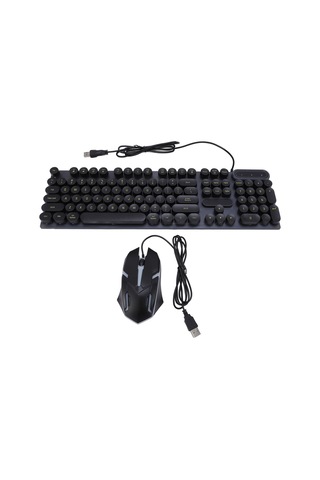 Xindoker D500 Siyah Kablolu Klavye Fare Seti, Pencere Ve Mac Uyumlu, 1600 Dpı, Su Geçirmez, Işıklı Tuşlar, Dayanıklı Uv Baskı, Plug And Play