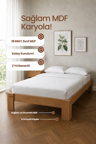 Stillo Başlıksız Tek Kişilik Mdf Karyola