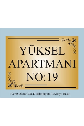 Apartman Kapısı İsimliği 26cm 19cm Gold Aliminyum Levha Apartman Kapısı İsimliği 26cm 19cm Gold Aliminyum Levha