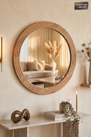 Antik Ahşap Oval Dekoratif Ayna Banyo Wc Lavabo Aynası Dresuar Boy Koridor Oda Konsol Mutfak Makyaj Aynası 43x56 Yn-110 Atlantik Çam