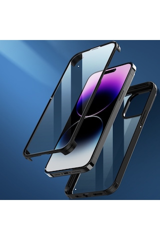 Kilifone - Apple Uyumlu iPhone 11 Pro - Kılıf Kendinden Ekran Koruyuculu 360 Ön Arka Ful Koruma Kapak - Siyah Siyah
