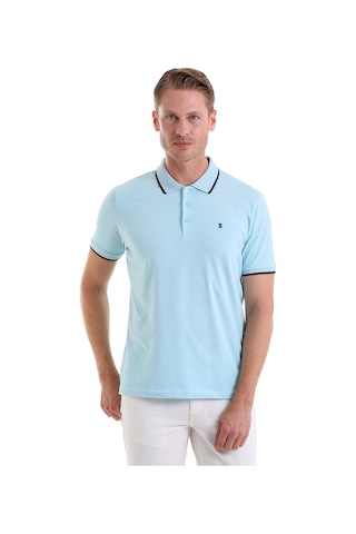 Hatemoğlu Mavi Regular Fit Düz 100% Pamuk Polo Yaka Tişört Mavi