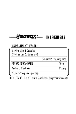Red Box Labs Incredible Mk677 İbuta Anabolic Boost Mix 60 Caps Aromasız