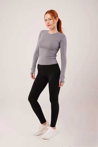 Uzun Kollu Basic Gri Bluz Gri