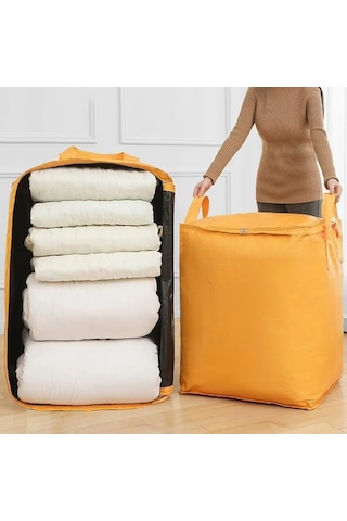 Sones 300l Büyük Kapasiteli Yorgan Saklama Çantası Kalın Su Geçirmez Toz Geçirmez Dayanıklı Giysi Saklama Çantası Saplı Sarı