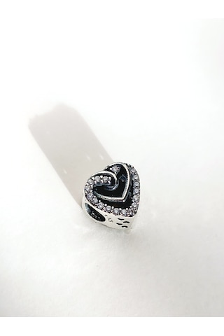 Gümüş Işıltılı Kafes Kalp Pan Tasarım Bileklik Uyumlu Charm