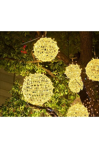 Sekizgen Led 25 Cm Sarkit Yilbaşi Küre Top Dekorati F Aydinlatma Diş Ve I Ç Mekan Uyumlu Gün Işığı