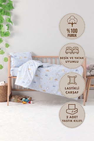Baby %100 Pamuk Dream Sweet Bebek Nevresim Takımı - Mavi