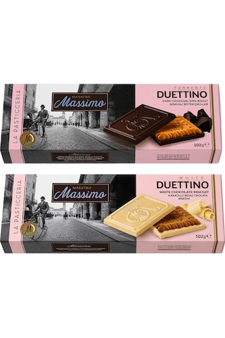 Maestro Massimo Bisküvili Çikolata 102 Gr Bitter Ve Beyaz Çikolatalı 2 Li Karma Paket