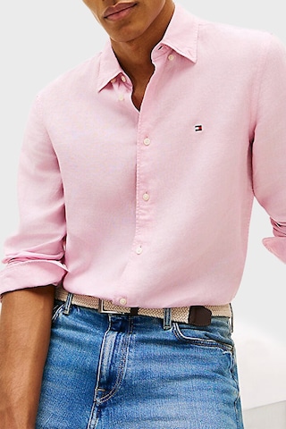 Tommy Hilfiger Keten Regular Fit Uzun Kollu Gömlek Erkek Gömlek Mw0mw41530 Tol Pembe