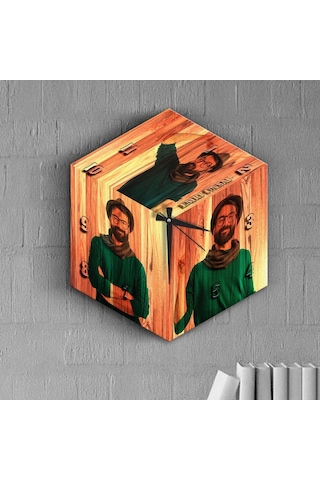 Bk Gift Kişiye Özel 3d Küp Tasarımlı Resimli Ahşap Duvar Saati - 1 Akgn12469 Çok Renkli