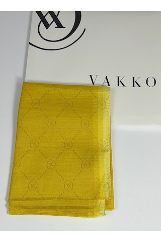 Vakko Pamuk İpek Şal - 68 X 200 - 6356 Hardal