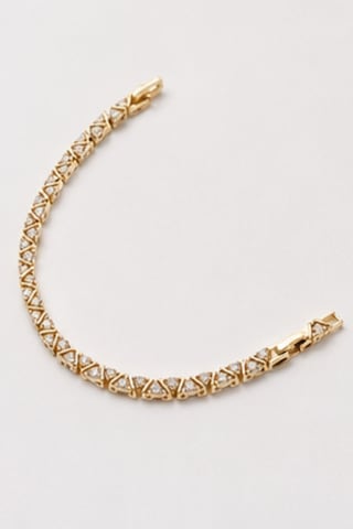 Balenbi Jewelry Kadın Taşlı Üçgen Geometrik Desenli Kararmaz Çelik Bileklik 14k Gold 1144 Altın