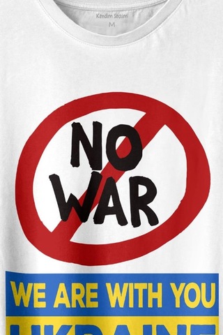 No War We Are With You Ukraine Savaşa Hayır Ukrayna Baskılı Tişört Unisex T-shirt 001