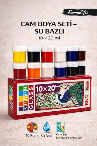 Cam Boya Seti Su Bazlı 10 20 Ml 10 Renk Dekoratif Cam Boyası Diğer