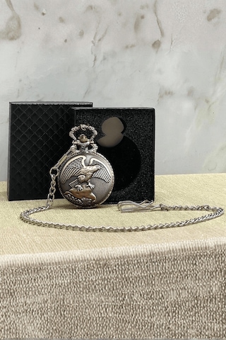 Büro Ev Ofis Hediyesi İçin Kutulu Kartal Motif Köstekli Saat