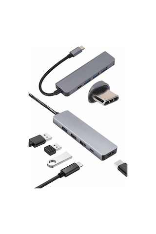 Çevirici Dönüştürücü Adaptör Apple Uyumlu Macbook 3 In 1 Type-c To Hdmı Semeglbl - 80 Usb 3.0