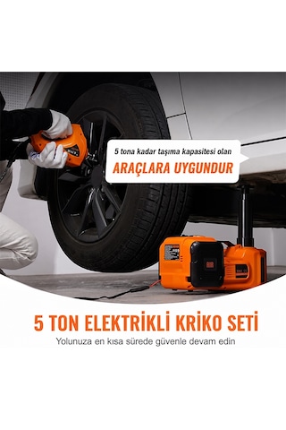 Ezere Powerlift Pro 5 Ton Çok Fonksiyonlu Elektrikli Hidrolik Kriko Lift Kaldırma / Kompresör / Bijon Sökme / Led Işık