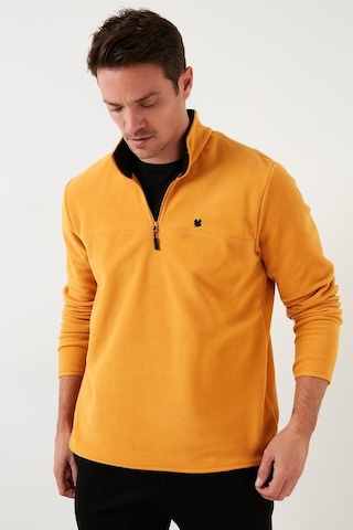 Buratti Slim Fit Anti-Pilling Tüylenme Yapmayan Bato Yaka Kışlık Şardonlu Erkek Polar 5906001 Hardal