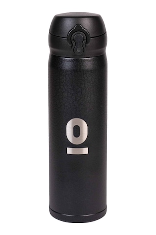 Siyah Dokulu Paslanmaz Çelik Termos 430 ML Kapaklı No:104