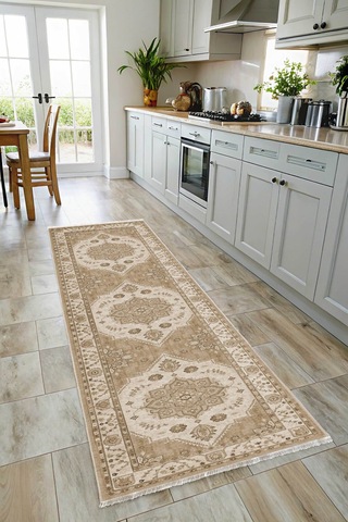 Modern Halı Kaymaz Taban Leke Tutmaz Yıkanabilir Kilim Özel Ölçü Salon Halısı 3027-2 Bej - 876587745 Bej
