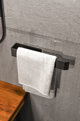 Paslanmaz Çelik Havluluk / Yapışkanlı Sistem / Mat Siyah