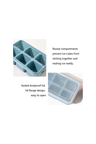 Hombey Mutfak Silikon Buzluk 6 Lü Kapaklı Sabit Tabanlı Yiyecek Dereceli Buz Cube Mouldu - Mavi Çok Renkli