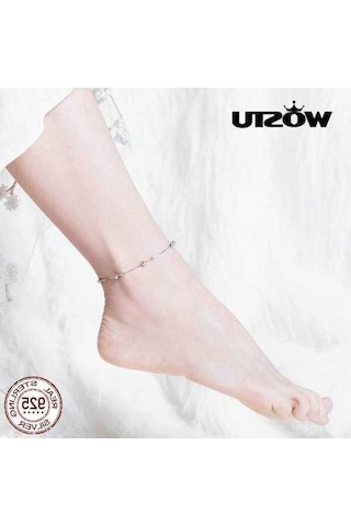 Novahub 100% 925 Ayar Gümüş Boncuklu Chian Bilezik - Halhal Zinciri Kadınlar İçin Wostu Tasarım Diğer