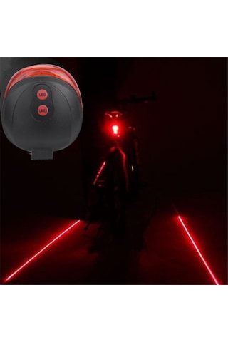 Xbyc 9685 Bisiklet Arka Lazerli Stop Lamba Led Lazer Işıklı Gri - Siyah