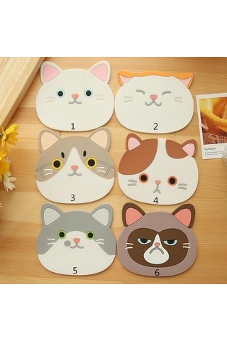 Yeni Sevimli Karikatür Kedi Kahve İçecek Kupası Placemat İçecek Pot Tava Tutucu Ped Mutfak Malzemeleri Rastgele Diğer
