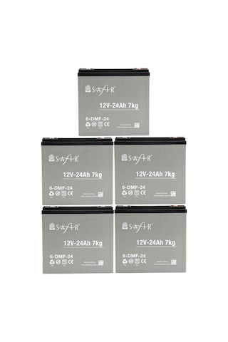 Safir 12 V - 24 Ah Grafen Jel Akü 5'li Set Elektrikli Bisiklet Aküsü