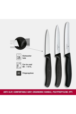 Victorinox 6.7113.34 Swiss Classic 3lü Bıçak Set, Siyah Diğer