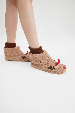 Defacto Kadın Fall in Love Yılbaşı Geyik Temalı Ev Botu Y4903AZ23WNBN61 Kahverengi