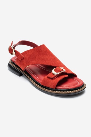 Luvi Shoes Cruel Kırmızı Süet Hakiki Deri Kadın Sandalet