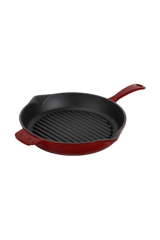 Lava Döküm Yuvarlak Izgara Tava Döküm Demir Yekpare Saplı Çap Ø 28cm.bordo Bordo