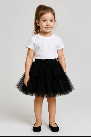Gala Altı Fırfırlı Tütülü Kız Çocuk Etek Siyah