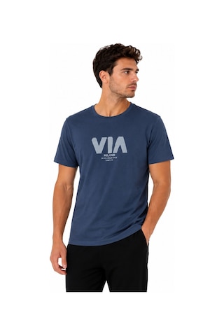 Tommy Life Erkek Mavi Bisiklet Yaka Tshirt 88498