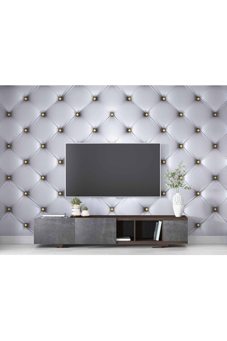 3 Boyutlu Beyaz Deri Görünümlü Duvar Kağıdı Baskı 1 M²