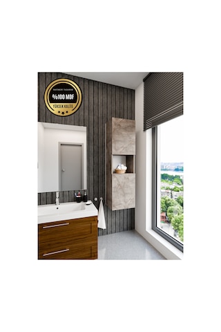 Lisa Banyo Dolabı Duvara Monte Raflı Mdf Gri
