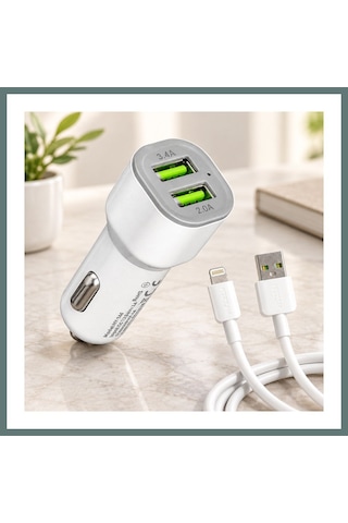 Ventra Araç Çakmaklık Çift Usb Hızlı Şarj Başlığı Ve Lightning Kablosu Ventra Standart