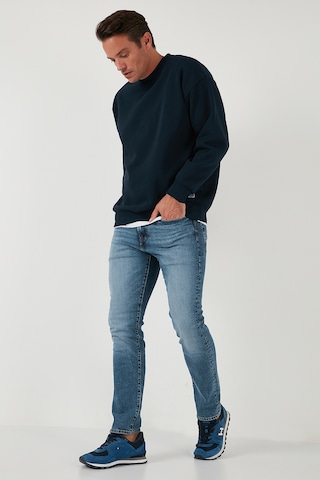 Buratti Regular Fit Bisiklet Yaka Pamuklu Içi Tüylü Yumuşak Şardonlu Erkek Sweat 5905255 Koyu Lacivert