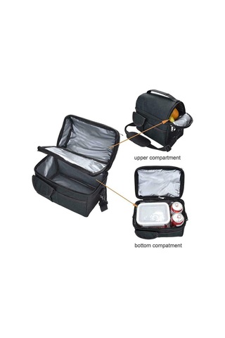 Büyük Yalıtımlı Beslenme Çantası Sızdırmaz Soğutucu Çanta Çift Bölmeli Beslenme Taşıma Çantası Kamp İçin Erkekler Kadınlar İçecek Kutuları Şarap Çantası Soğutucu Kutu Siyah