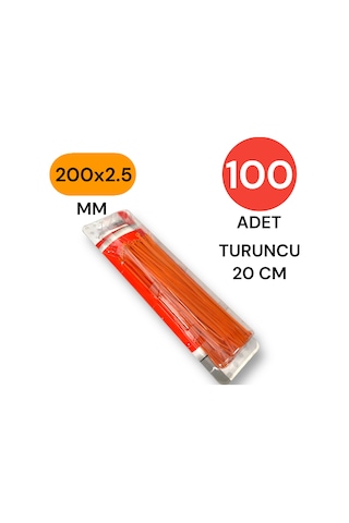 Tek-iş Plastik Kablo Bağı Klipsi Cırt Kelepçe 200 Mm X 2.5 Mm Turuncu 100 Adet